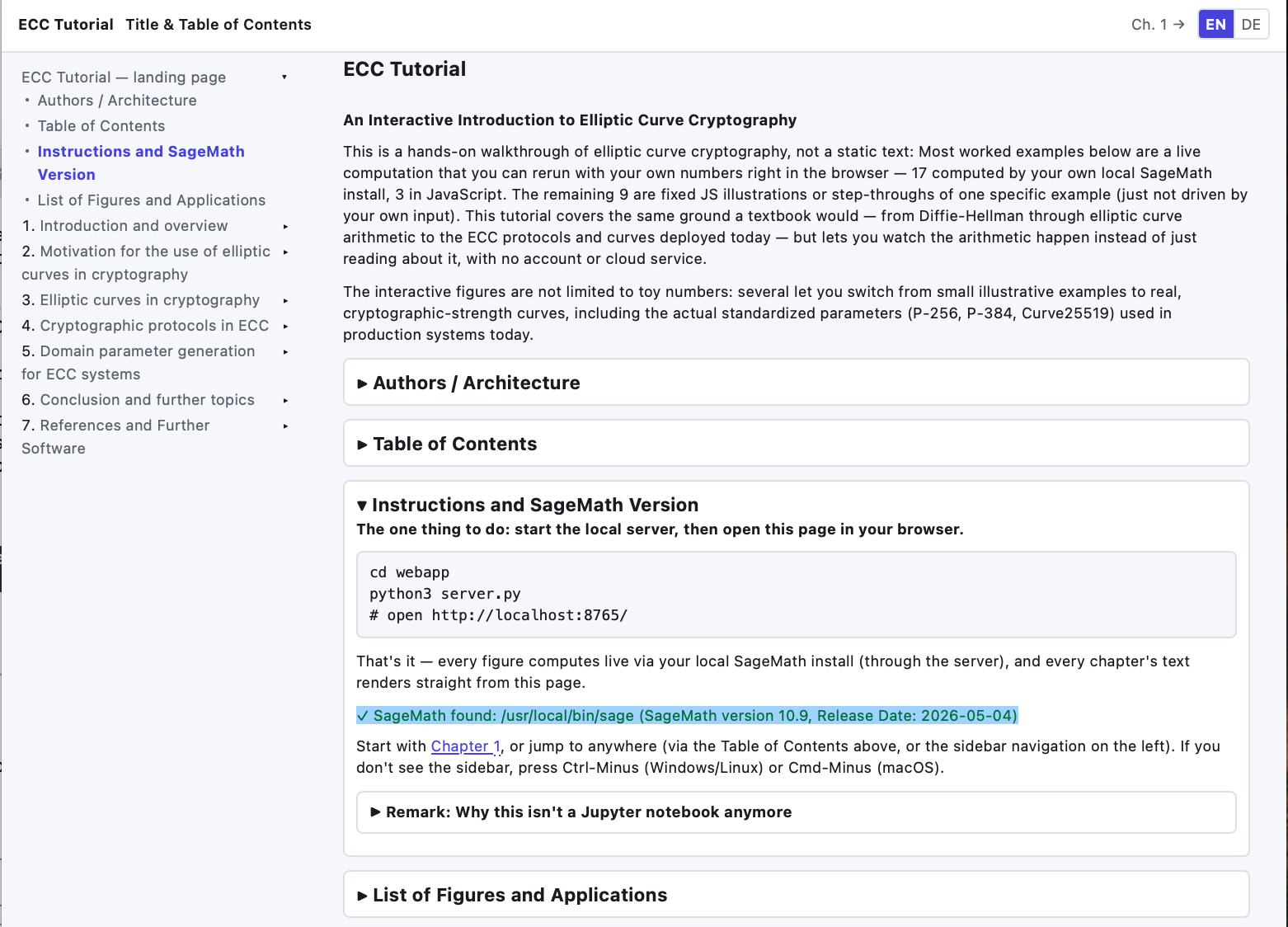 ECC Tutorial starting page