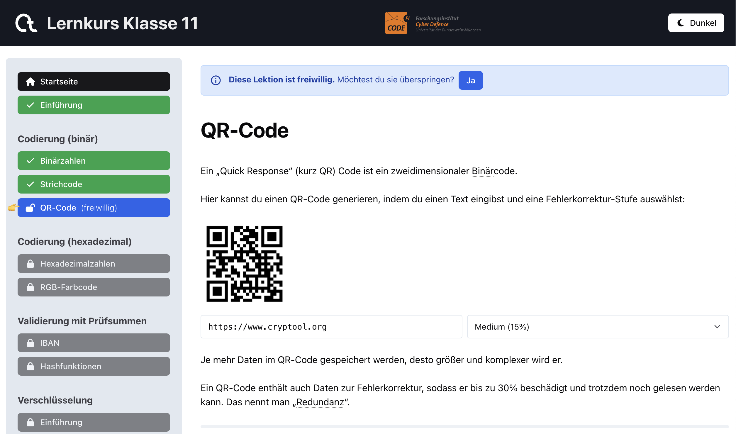 Learning course for 11th grade